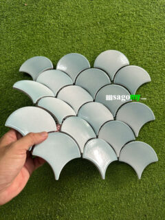 Gạch Vảy Cá Xanh Mint Men Mờ 8