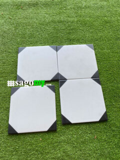 Gạch Bông Men 20x20 Cm Màu Trắng Bát Giác nền trang trí