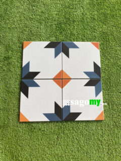 Gạch Bông Men 20x20 Hoa Văn Màu Cam Xanh Dương