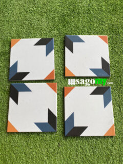 Gạch Bông Men 20x20 Hoa Văn Màu Cam Xanh Dương - Ảnh 4