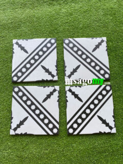 Gạch Bông Men 20x20 Hoa Văn Trắng Đen - Ảnh 4