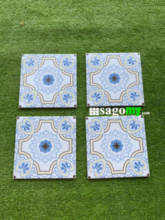 Gạch Bông Men 20x20 Màu Xanh Biển ốp tường trang trí