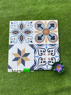 Gạch Bông Men 40x40 Cm Hỗn Hợp Xanh Biển Và Cam trang trí