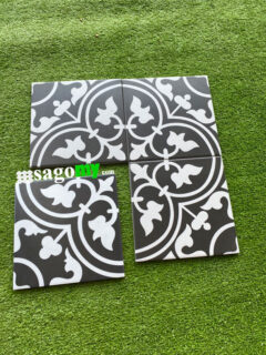 Gạch Bông Men Hoa Văn Màu Đen 20x20 Cm chống trơn
