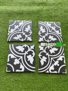 Gạch Bông Men Hoa Văn Màu Đen 20x20 Cm - Ảnh 4