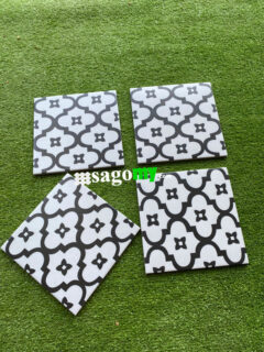 Gạch Bông Men Hoa Văn Trắng Đen 20x20 Cm ốp tường phòng vệ sinh