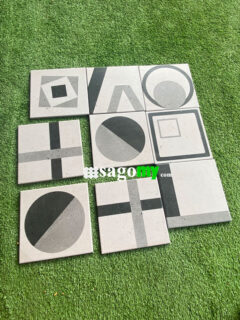 Gạch Bông Men Hỗn Hợp Xám Đen 20x20 Cm lát nền phòng vệ sinh