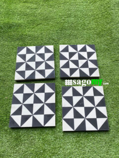 Gạch Bông Xi Măng Hoa Văn Tam Giác Đen 20x20 cm