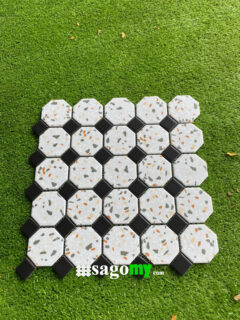 Gạch Mosaic Bát Giác Vân Đá Mài ốp bếp