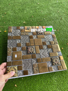 Gạch Mosaic Thủy Tinh Kính Kim Loại nhủ vàng