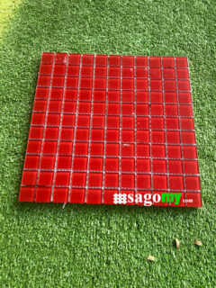 Gạch Mosaic Thủy Tinh Vuông Nhỏ Màu Đỏ phòng tắm phòng vệ sinh