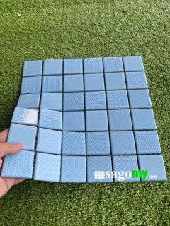 Gạch Mosaic Vuông Bông Xanh Biển men bóng