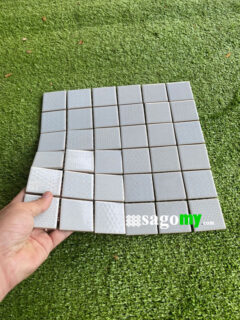 Gạch Mosaic Vuông Hoa Văn Xanh Biển men bóng
