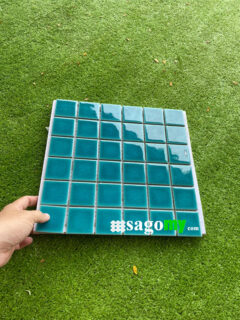 Gạch Mosaic Vuông Xanh Ngọc Men Rạn hồ cá hồ bơi