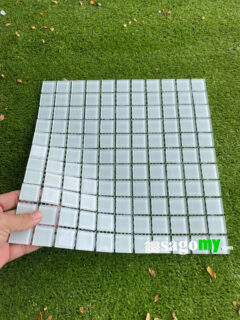 Gạch Thủy Tinh Màu Trắng Bóng Viên Mosaic Trắng Trong Vuông 23x23 MM 6 Gạch Thủy Tinh Màu Trắng ốp trang trí