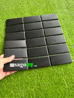 Gạch Mosaic Hình Chữ Nhật Màu Đen Men Mờ ốp tường ngoài trời