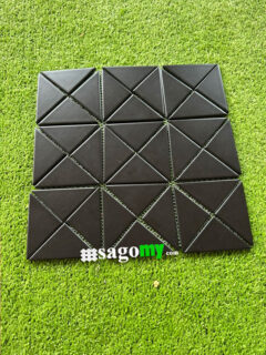 Gạch Mosaic Hình Tam Giác Màu Đen Men Mờ ốp tường