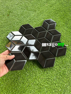 Gạch Mosaic Hình Thoi Màu Đen Bóng ốp bếp