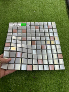 Gạch Mosaic Vuông Hỗn Hợp Màu Trắng Hồng ốp bếp