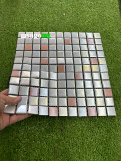 Gạch Mosaic Vuông Hỗn Hợp Màu Trắng Hồng ốp tường