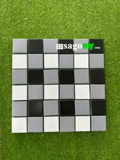Gạch Mosaic Vuông Hỗn Hợp Trắng Xám Đen mờ matt