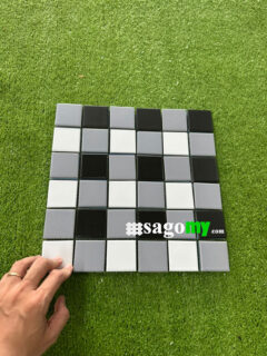 Gạch Mosaic Vuông Hỗn Hợp Trắng Xám Đen ốp tường