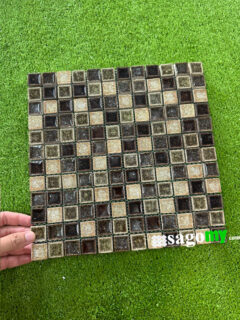 Gạch Mosaic Vuông Men Rạn Màu Nâu cổ điển