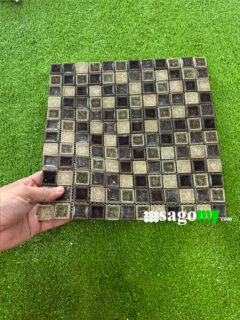 Gạch Mosaic Vuông Men Rạn Màu Nâu trang trí