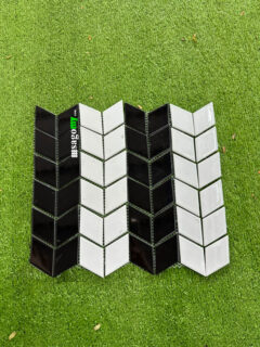 Gạch Mosaic Xương Cá Đường Trắng Đường Đen - Ảnh 4