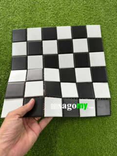 Gạch Mosaic Vuông Trắng Đen Men Mờ 2