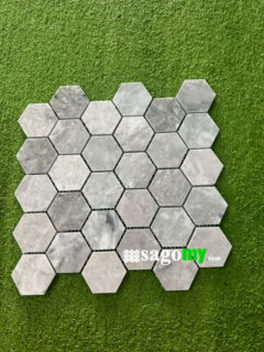 Gạch Lục Giác Đá Tự Nhiên Xám Bóng 6