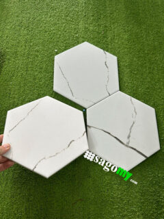 Gạch Lục Giác Ốp Tường Màu Trắng Vân Đá 3