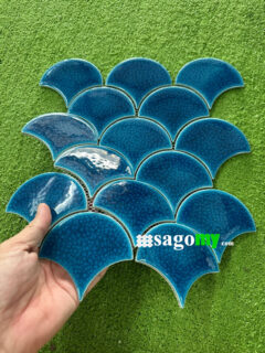 Gạch Vảy Cá Xanh Dương Men Rạn Bóng 2