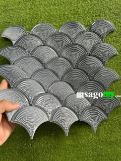 Gạch Mosaic Vảy Cá Xanh Dương Nhạt Hoa Văn Gợn 1