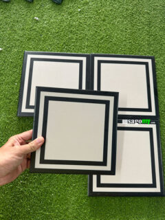 Gạch Bông Men 20x20 CM Màu Trắng Kem Hình Ô Vuông Đen 3