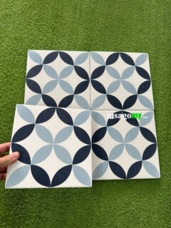 Gạch Bông Men 20x20 Cm Màu Xanh Hình Đồng Tiền Nhỏ 2
