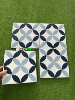 Gạch Bông Men 20x20 Cm Màu Xanh Hình Đồng Tiền Nhỏ 3