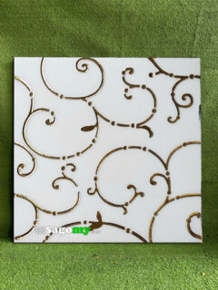 Gạch 30x30 Cm Nhũ Vàng Hoa Văn Nền Trắng Bóng