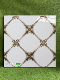 Gạch 60x60 Cm Màu Trắng Điểm Trang Trí Nhũ Vàng