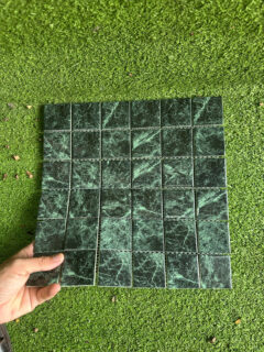 Gạch Mosaic Vuông Vân Đá Cẩm Thạch Xanh Lá Bóng SGM48973 1
