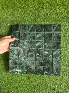 Gạch Mosaic Vuông Vân Đá Cẩm Thạch Xanh Lá Bóng SGM48973