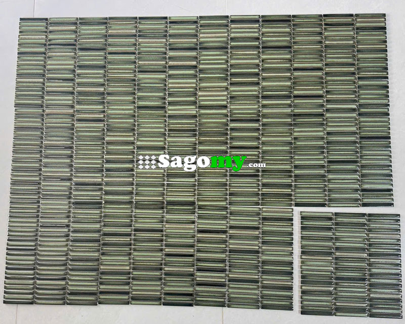 Gạch Mosaic Que Đũa Nhỏ Xanh Mạ Bóng Cổ Điển SGM2308 11 Gạch Mosaic Que Đũa Nhỏ Xanh Mạ Bóng ôp chiều ngang