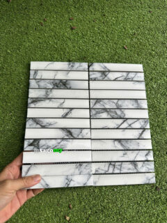 Gạch Mosaic Que Màu Trắng Vân Đá Mờ SGM991 1