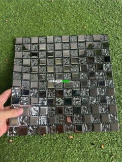 Gạch Mosaic Thủy Tinh Nhũ Bạc Kim Loại Bóng SGM128CK