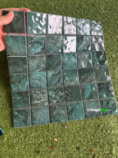 Gạch Mosaic Vuông Xanh Ngọc Cổ Điển Bóng Hỏa Biến 1