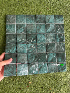 Gạch Mosaic Vuông Xanh Ngọc Cổ Điển Bóng Hỏa Biến 2