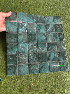 Gạch Mosaic Vuông Xanh Ngọc Cổ Điển Bóng Hỏa Biến 5