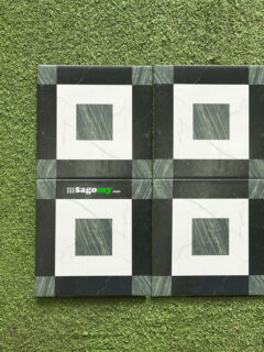 Gạch Bông Hoa Văn 20x20 Cm Hình Sọc Đen Xanh Caro