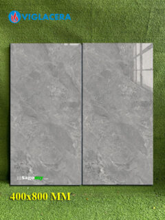 Gạch Ốp Tường 400x800 Viglacera Màu Xám Vân Đá Bóng Kiếng