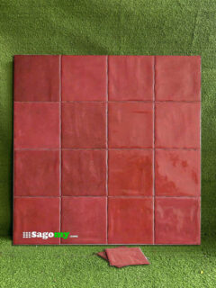 Gạch Thẻ 10x10 Cm Màu Đỏ Cổ Điển Gợn Bóng